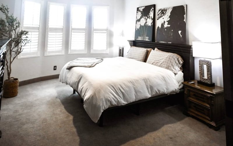 One of two dual master suites with split king adjustable beds